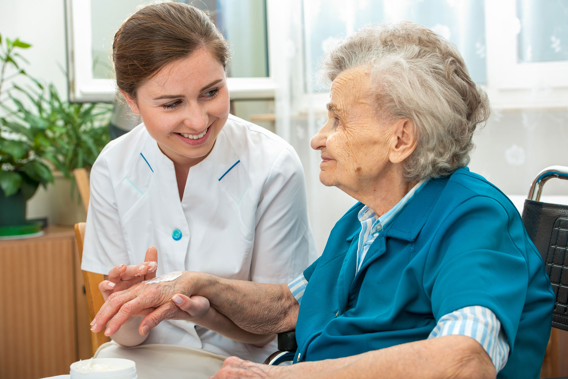 elderly woman receiving care